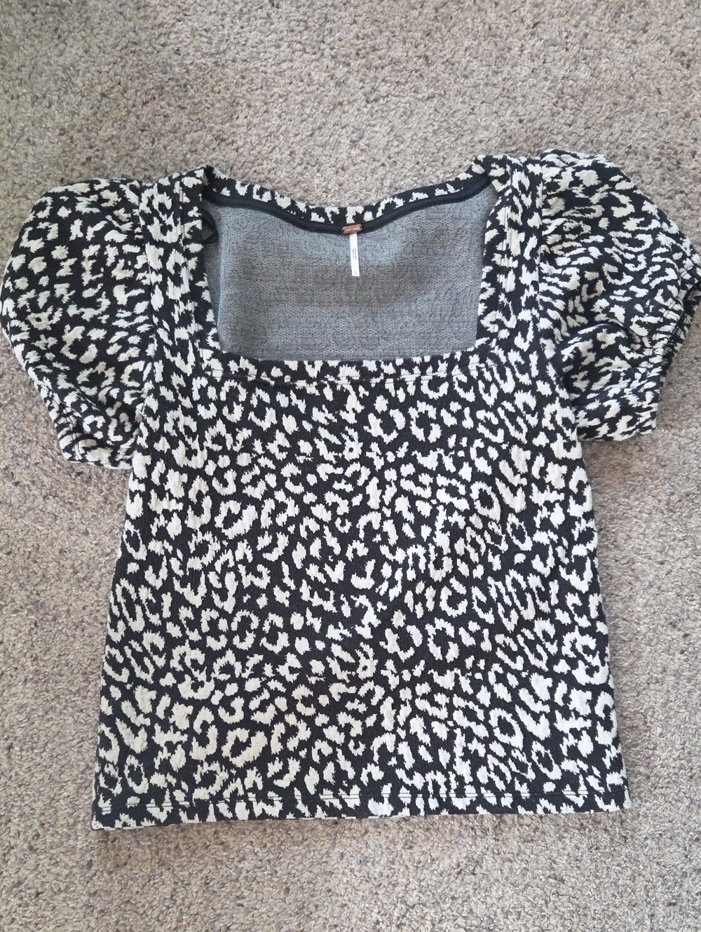 Free People Black & White Leopard Square Neck Crop Top